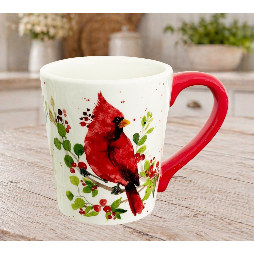 Cardinal Bird Ceramic Coffee Mug Beautiful Red Bird Thick Sides Robert Stanley